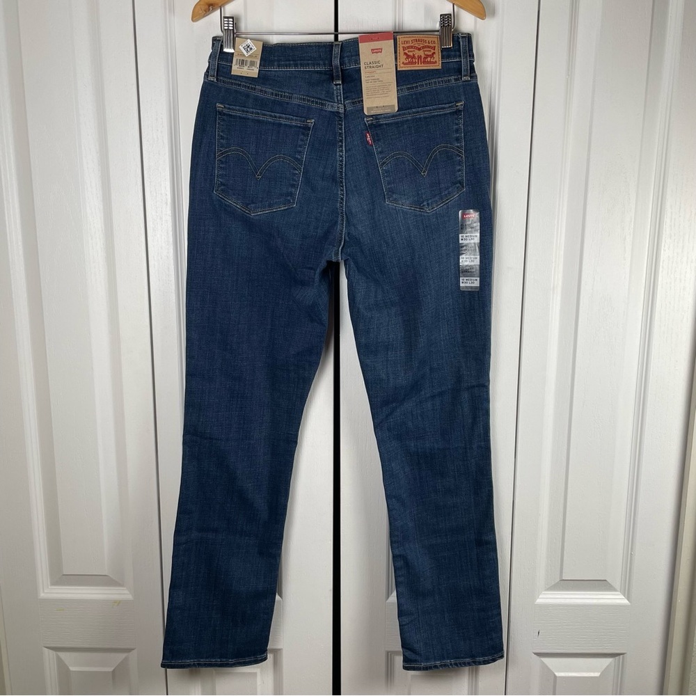 Levi's Classic Straight Jeans Women’s 10 Blue (W30 L30) Mid Rise Hypersoft Denim - Picture 4 of 14